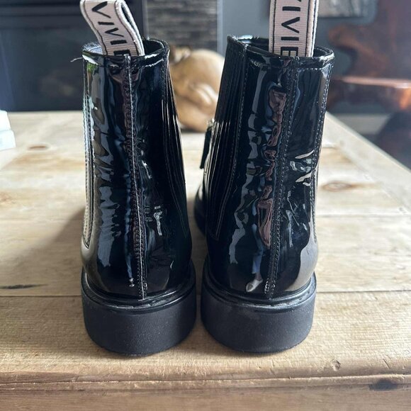 STUNNING ROGER VIVIER LUXURY BLACK PATENT LEATHER CHELSEA BOOTS - SIZE: 39 - Picture 4 of 8